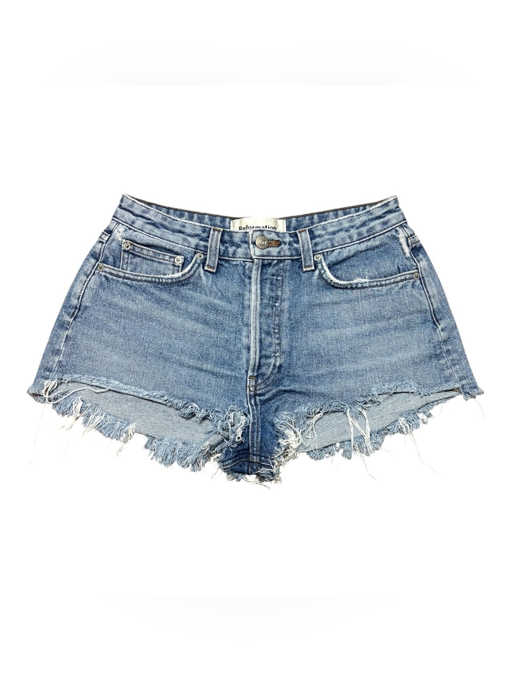 Reformation Button Fly Cut Off Jean Denim Shorts Size 27